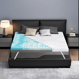 Dyonery 4" King Size Extra Firm Mattress Topper with Ice Silk Cover, Premium Cooling Gel+Bamboo High Density Memory Foam, for Pain Relief, 80" x 76" - 1 of 4