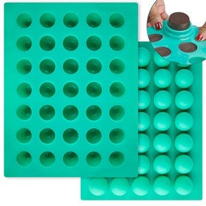 O'Creme Round Silicone Mold for Chocolate Truffles, Ganache, Jelly, Pralines and Caramels (40mm Diameter x 35mm High) 35 Cavities - 1 of 4
