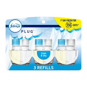 Febreze Odor-Fighting Fade Defy Plug Air Freshener Refill - Linen & Sky - 1 of 4