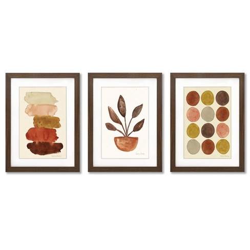 Americanflat 16 X 20 Walnut Matted Watercolor Rust By Pauline Stanley - 3  Piece Gallery Framed Print Art Set : Target
