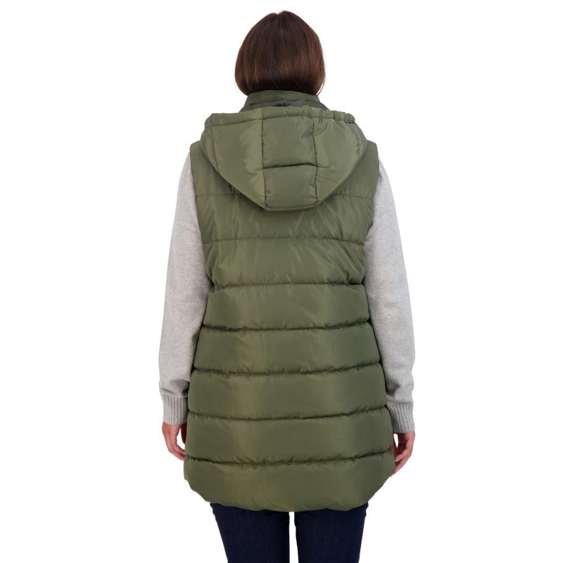 Women's Long Puffer Vest with Hood - S.E.B. By SEBBY, 4 of 9