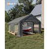 10x20 Foot Portable Carport Canopy, Waterproof & UV-Resistant Shelter with Roll-Up Windows, Removable Sidewalls for Cars, Trucks - 3 of 4