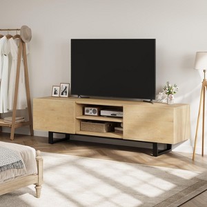 TV Stand for 80 Inch, Modern Entertainment Center with 2 Drawers, Wooden Media Cabinet with Storage - 1 of 4