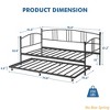 Twin Daybed w/ Trundle, Metal Twin Size Daybed w/Pullout Trundle 6 Casters, Steel Slat Support Sofa Bed for Living Room - 2 of 4