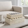Storage Box Set - Checkered, Resin & Wood Keepsake Boxes - Stylish Organizer for Home, Office, Bedroom, or Living Room - 10" & 12", Black & Ivory - 2 of 4