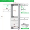 Aheaplus 60'' Closet System with Fabric Drawers, Walk-in Closet Organizer with Hanging Rods and Adjustable Shelves - 3 of 4