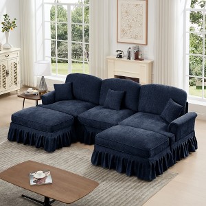 AENKYO Oversized Modular Sofa Set with Removable Ruffles & Ottoman, Large Seater, Deep Seat Corner Sofa with Chenille Fabric for Office, Living Room - 1 of 4