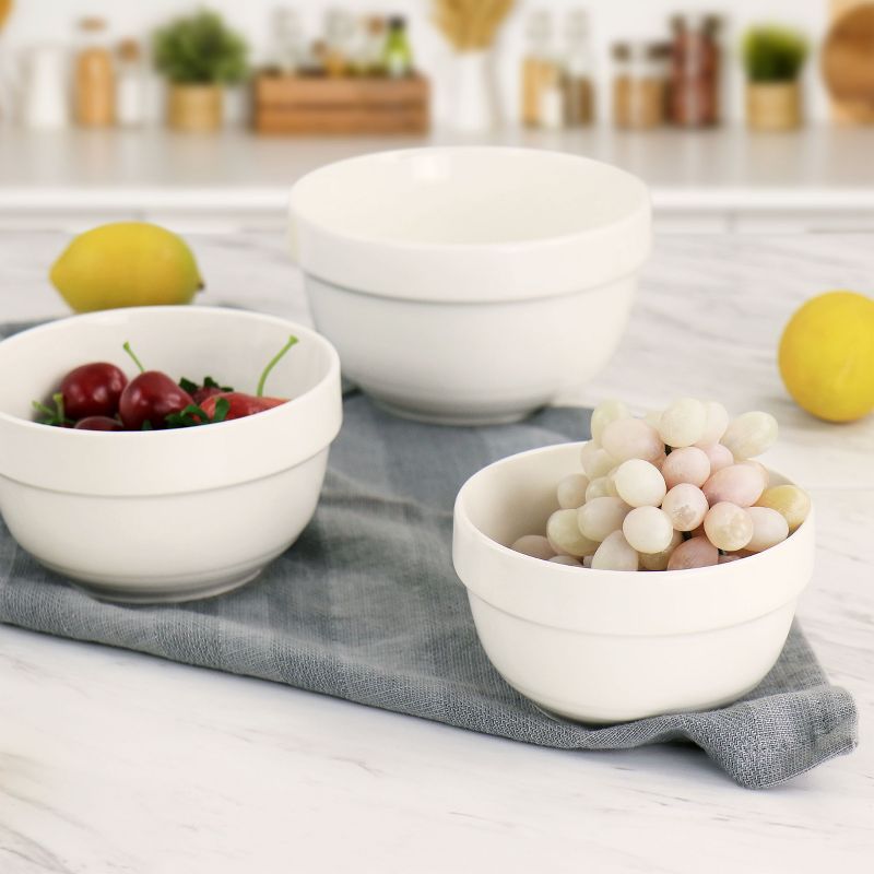 Martha Stewart Everyday Small 3 Piece Ceramic Bowl Set in White, 3 of 7