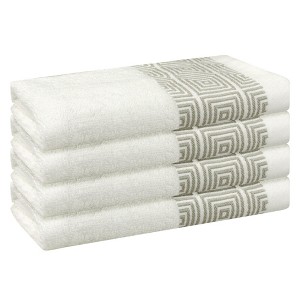Unique Bargains Geometric Pattern 100% Cotton High Absorbency Durable Washcloth 13" x 13" - 1 of 4