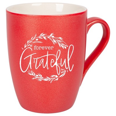 Elanze Designs Forever Grateful Wreath Crimson Red 10 ounce New Bone China Coffee Cup Mug