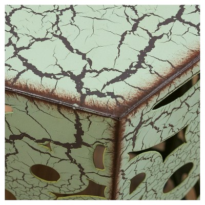 Antique Green Metal Round Accent Tables Set
