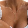 14K Gold Plated/Silver Lariat Necklace - Y-Shaped Layered Beaded Chain for Women - 3 of 4