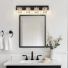 DORESshop Modern 4-Light LED Vanity Light Black Bathroom Wall Sconce with Square Crystal Shades for Bathroom Bedroom and Mirror Lighting - 2 of 4