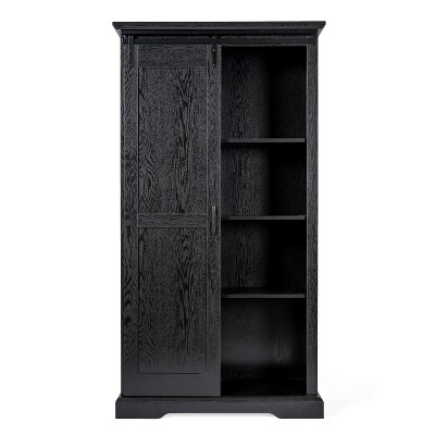 Black Farmhouse Freestanding Storage Cabinet with Adjustable Shelving