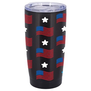 100 North 20 Ounce Stainless Steel On the Go Travel Tumbler With Push Top Lid, Stars and Stripes Black - 1 of 4