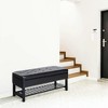 Resenkos Storage Ottoman Bench,44" Tufted Faux Leather Ottoman Storage Bench With Shoe Rack - Black - 4 of 4