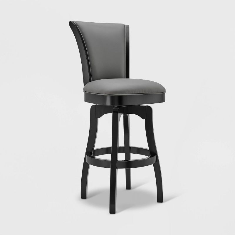 26&#34; Raleigh Faux Leather/Wood Swivel Counter Height Barstool Gray/Black - Armen Living, 1 of 9