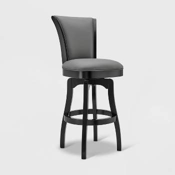 26" Raleigh Faux Leather/Wood Swivel Counter Height Barstool Gray/Black - Armen Living