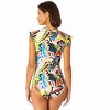 Anne Cole - Women's Flutter Sleeve Zip Up Rash Guard One Piece Swimsuit - image 2 of 3