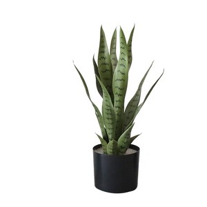 Artificial Snake Plant in Pot, Realistic Faux Sansevieria for Home Office Decor, Durable Low Maintenance Indoor Greenery - 1 of 4
