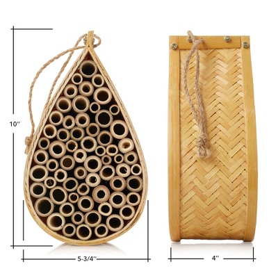 Natural Bamboo Teardrop Mason Bee House with Hanging Rope
