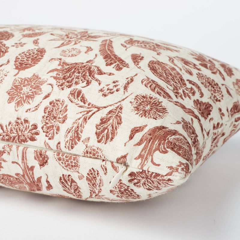 Floral Printed Lumbar Throw Pillow Rust/Cream - Threshold&#8482; designed with Studio McGee, 4 of 6