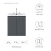 Modway Bryn 24Inch Bathroom Vanity – Wall-Mounted Storage Cabinet with Sink and Soft-Close Doors - 2 of 4