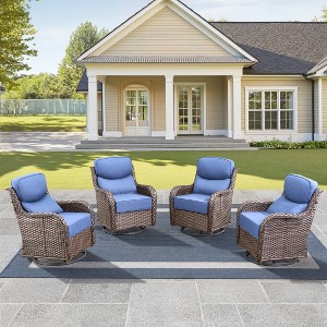 Outdoor Swivel Rocker Chair with 6 Inch Thick Cushion 2 in 1 Porch Glider Swivel Chair - Wicker Patio Furniture Patio Swivel Glider Seating - 1 of 4