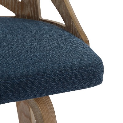Set of 2 Blue Swivel Counter Height Stools with Wood Frame