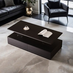 Modern Rectangular LED Lights Coffee Table with 2 drawers in 47.2"  - Leovsnove - 1 of 4