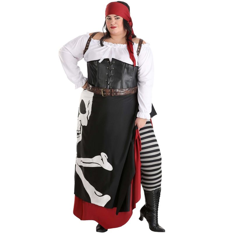 HalloweenCostumes.com Plus Size Women's Pirate Flag Costume, 1 of 14