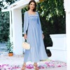 Anna-Kaci Women's Smocked Long Sleeve Swiss Dot Lined Maxi Tie Neck Square Detail Dress - 3 of 4