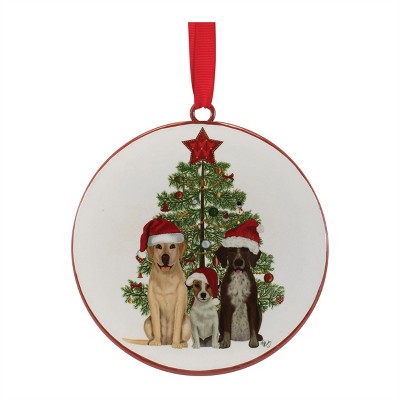 Dogs and Christmas Tree Disc Ornament (Set of 12)