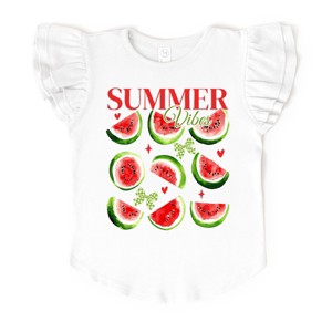 The Juniper Shop Watermelon Chart Summer Vibes Flutter Sleeve Tee - 1 of 4