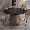 LeisureMod Nebo 47-Inch Modern Round Dining Table with Walnut Base and Glass/ Sintered Stone Top for Kitchen and Home - 3 of 4