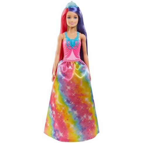 barbie Dreamtopia Royal Doll With Fantasy Hair And Rainbow Dress