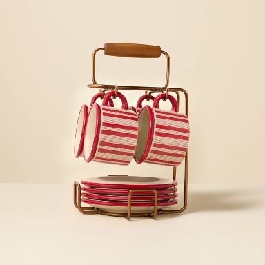 7 fl oz Cocoa Caddy Christmas Red/White Striped - Hearth & Hand™ with Magnolia