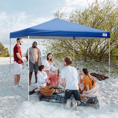 10x10 Blue Polyester Pop-Up Canopy with Steel Frame