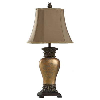 Bronze Gourd Shape Table Lamp with Bell Shade