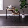 Set of 2 Cardington Round Accent Tables Black/Natural - Aiden Lane: Iron Frame, Removable Tray, Nesting Design - image 3 of 4