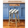 HomeRoots 24" Blue White And Natural Rattan Backless Counter Height Bar Chair - 2 of 3