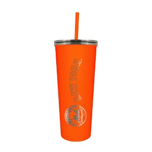 MLB New York Mets 24oz Skinny Tumbler with Straw - 1 of 4