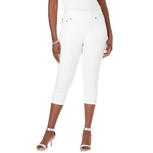 Jessica London Women's Plus Size Comfort Waist Capris - 14, White : Target