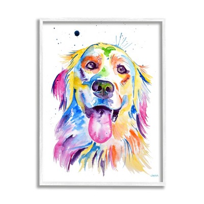 Stupell Industries Watercolor Style Happy Dog Face Framed Giclee