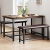 3-Piece Dining Table Set for 4 People, Kitchen Table with 2 Upholstered Benches - 2 of 4