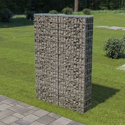 vidaXL Gabion Wall with Covers Galvanized Steel 39.4Inchx7.87Inchx59Inch