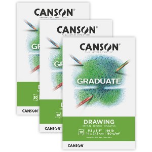 Canson Graduate Drawing Pad, Foldover Binding, 30 Sheet, 5.5x8.5 inch, Pack of 3 - 1 of 4