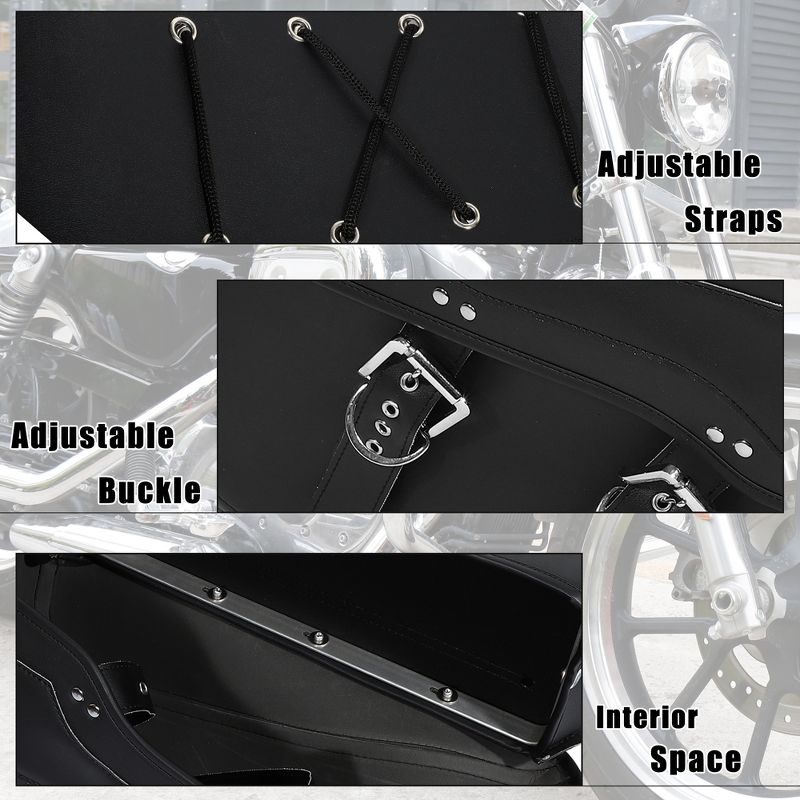 Unique Bargains Adjustable Buckles Motorcycle Saddlebag Black 1 Pair, 5 of 7