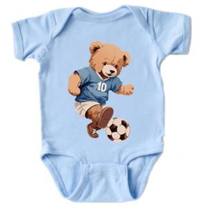 The Juniper Shop Watercolor Soccer Bear Baby Short Sleeve Bodysuit - 1 of 4
