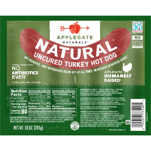 Applegate Naturals Uncured Turkey Hotdogs - 10oz - image 1 of 4